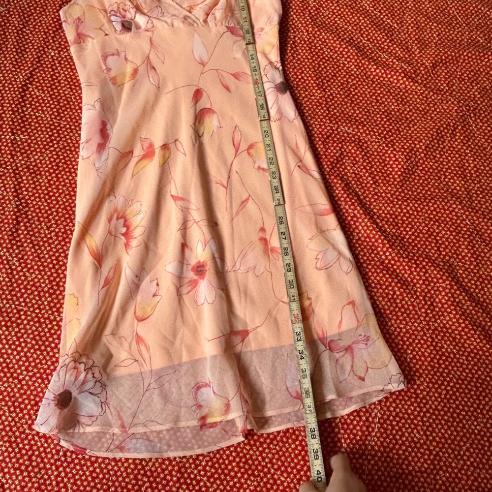 Rampage R Wear Vintage 90s Peach Floral Mesh Overlay Ruffle Mini Dress Small - Picture 8 of 8